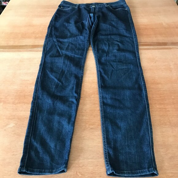 7 For All Mankind The Skinny Jeans Women 32 Blue Mid Rise Dark Wash Stretch - Picture 1 of 13